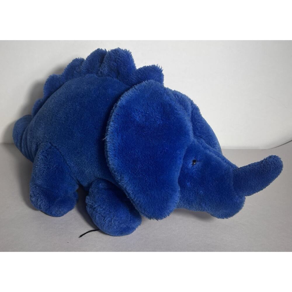 Vintage Mervyn's Blue Triceratops Dinosaur Stuffed Animal Plush Toy 22”